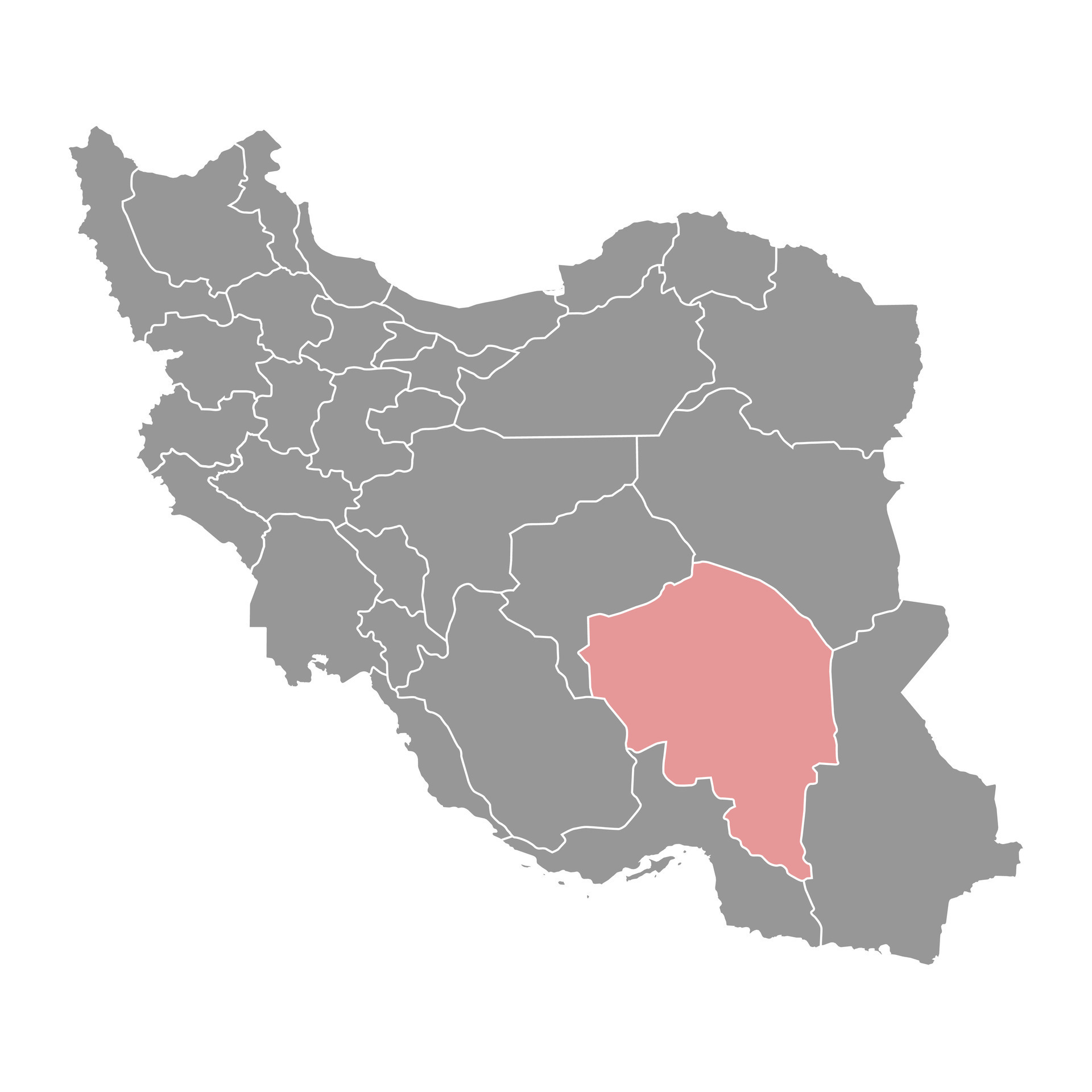 Kerman province map, administrative division of Iran. Vector