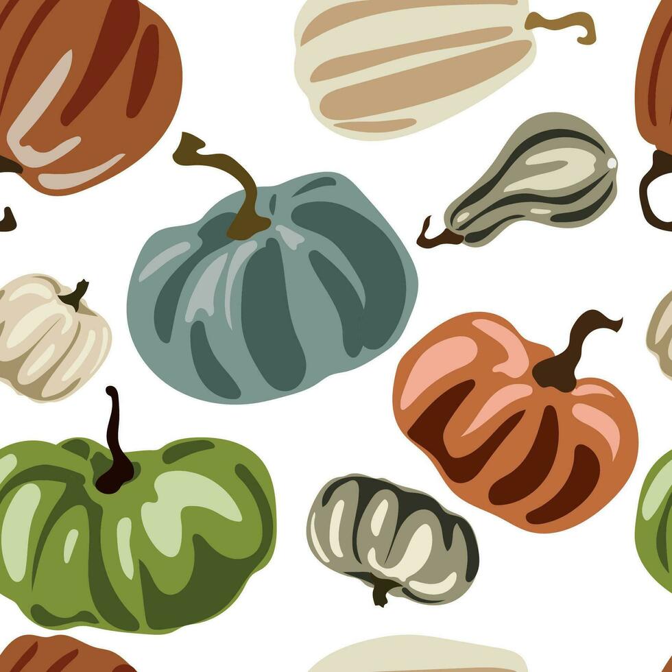 Pumpkins seamless pattern Modern illustration.Isolated vector Autumn pumpkins.Great autumn design for wallpaper,print,textile,web.Abstract decorative pattern.Seasonal art print.