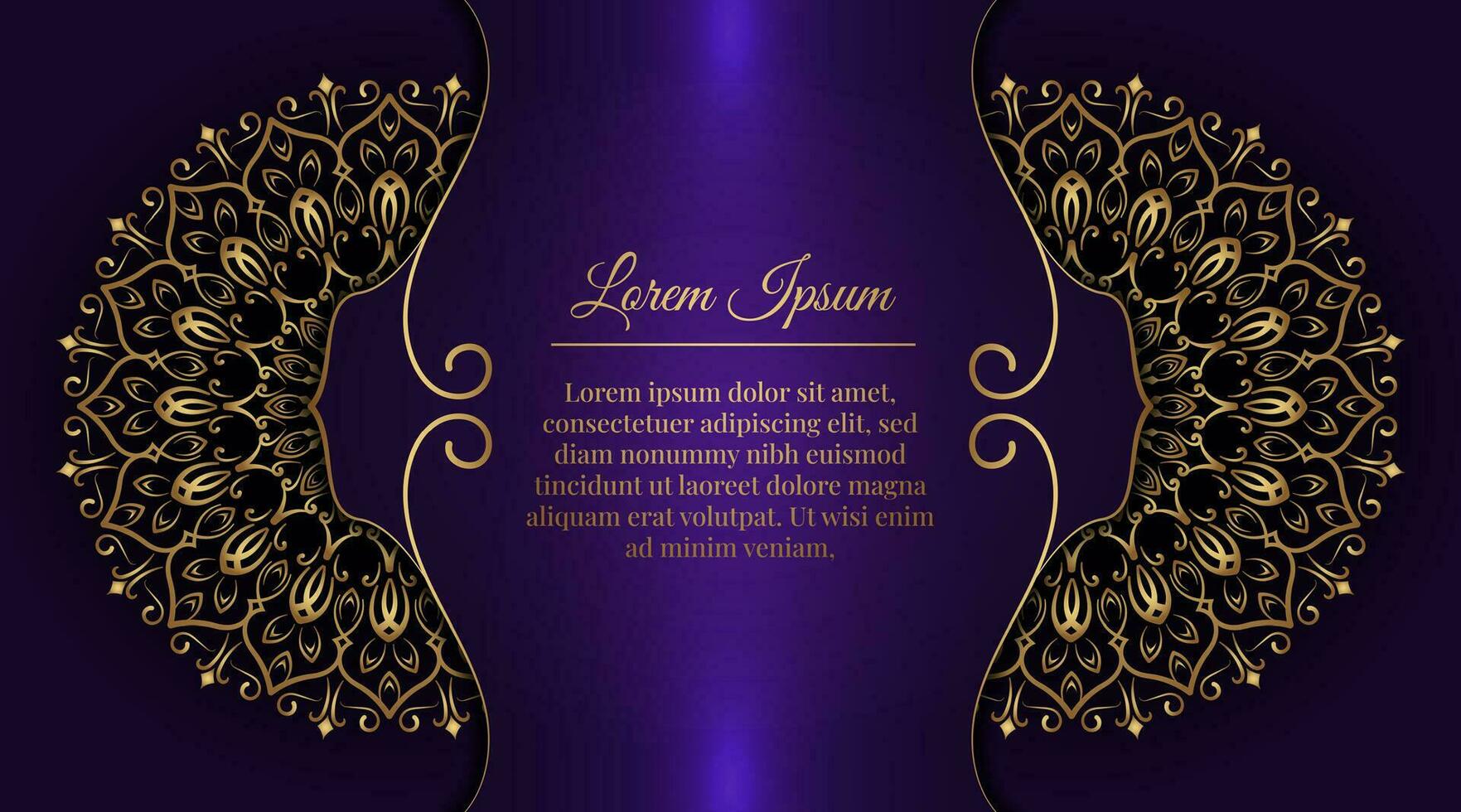 Purple luxury background  with golden mandala vector