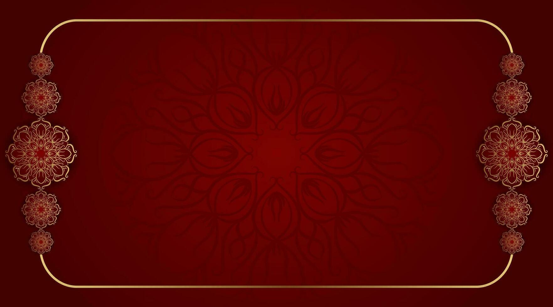 Red background with ornamental mandala vector