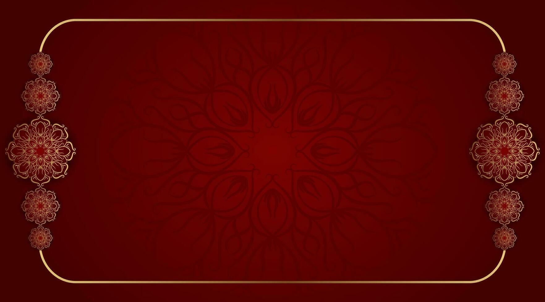 Red background with ornamental mandala vector