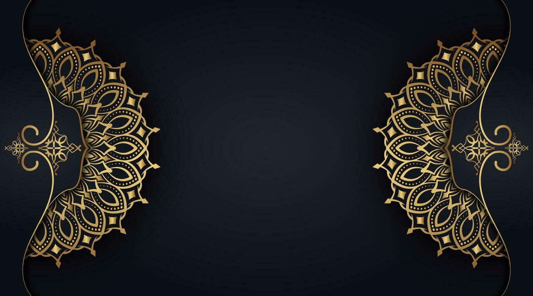 Black luxury background  with golden mandala vector