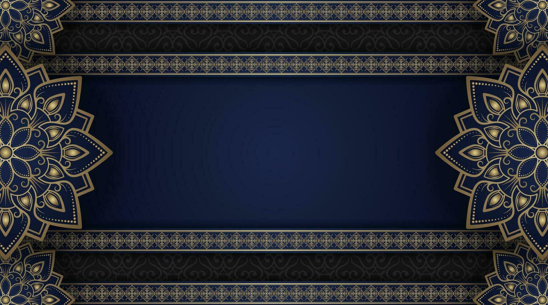 luxury mandala background, blue and gold, design vector