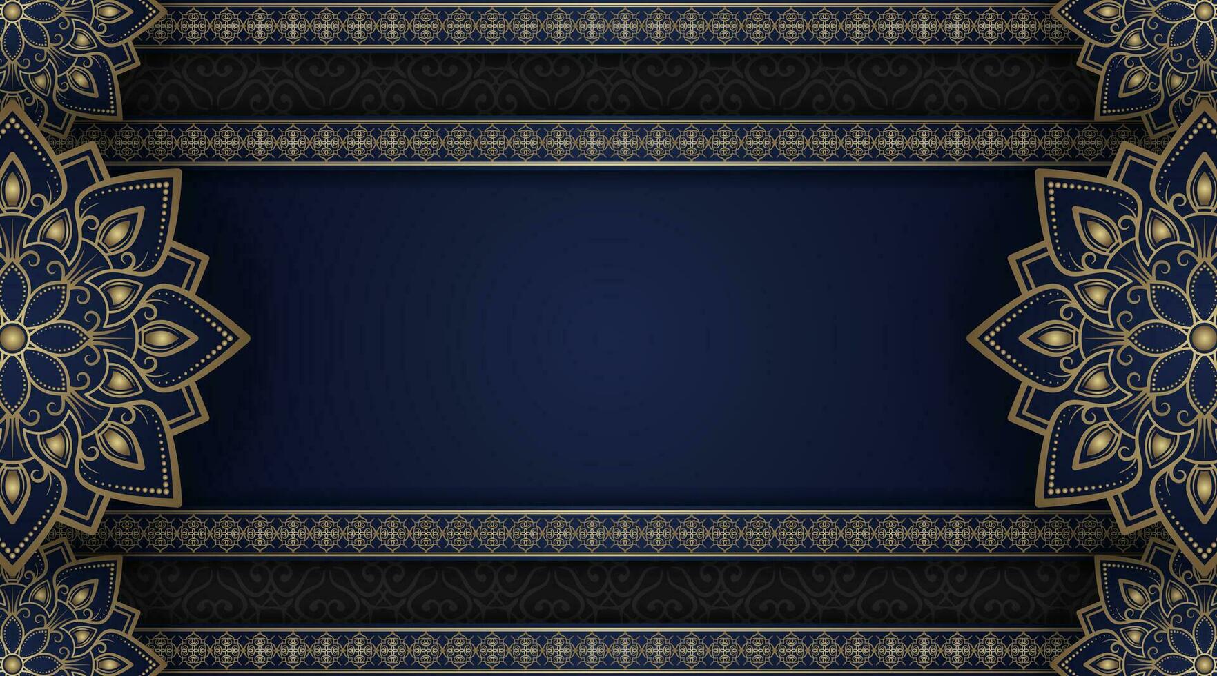 luxury mandala background, blue and gold, design vector