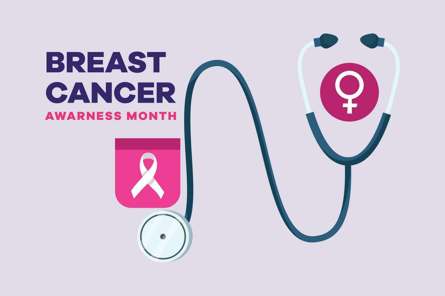 International breast cancer awareness month concept. Colored flat vector illustration isolated.