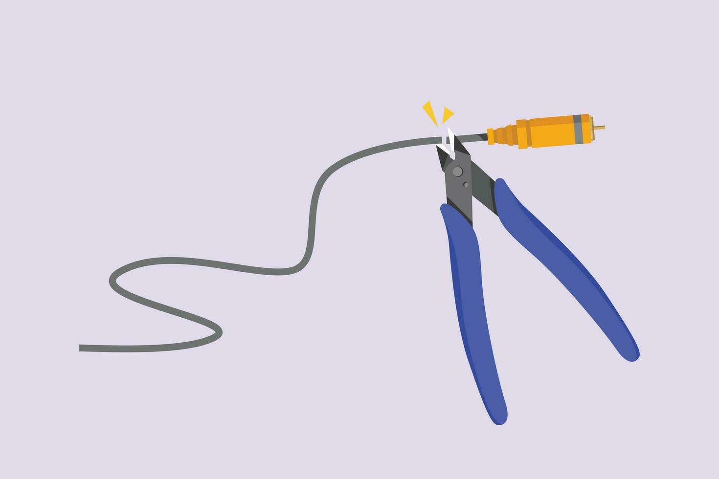 Cord cutting concept. Colored flat vector illustration isolated.