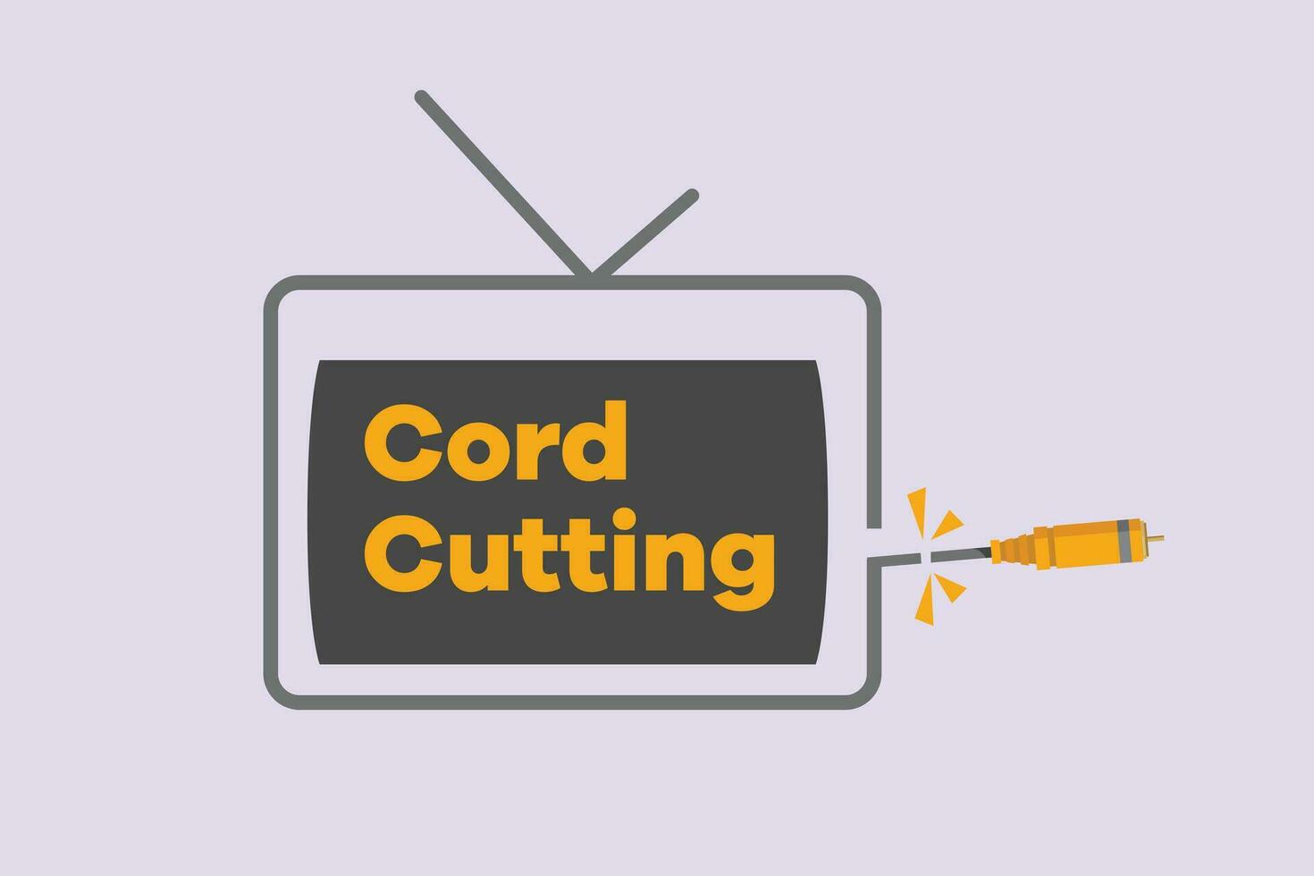 Cord cutting concept. Colored flat vector illustration isolated