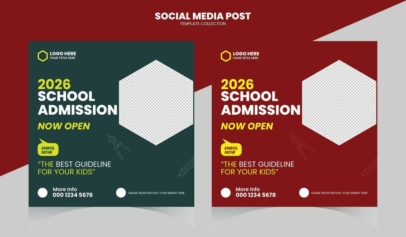 School education admission social media post and web banner vector