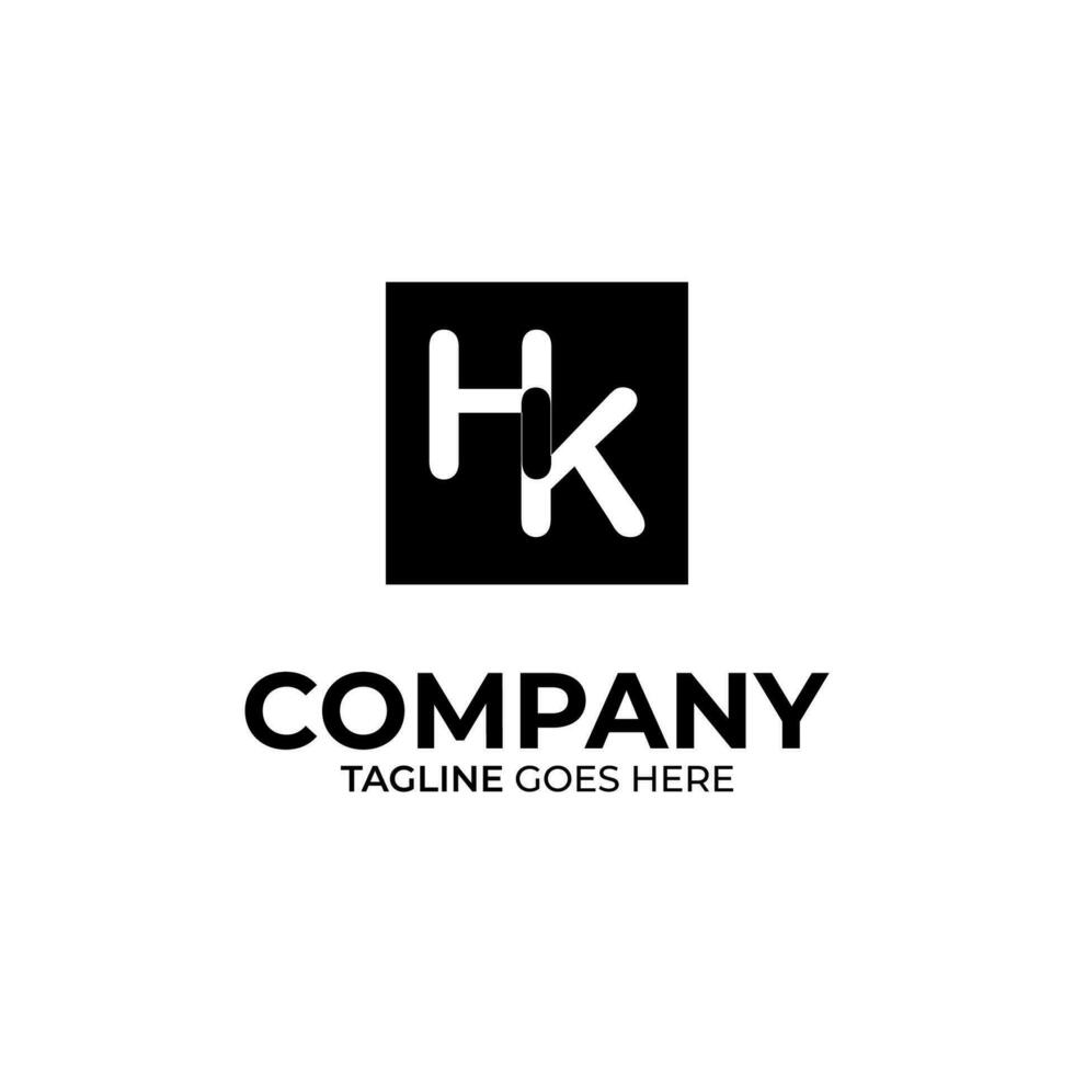 Initial H and K lettering logo design vector