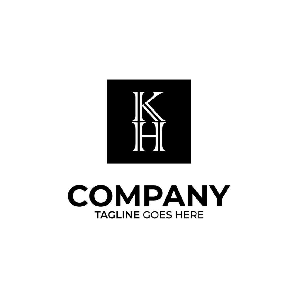 Initial K and H lettering logo design vector