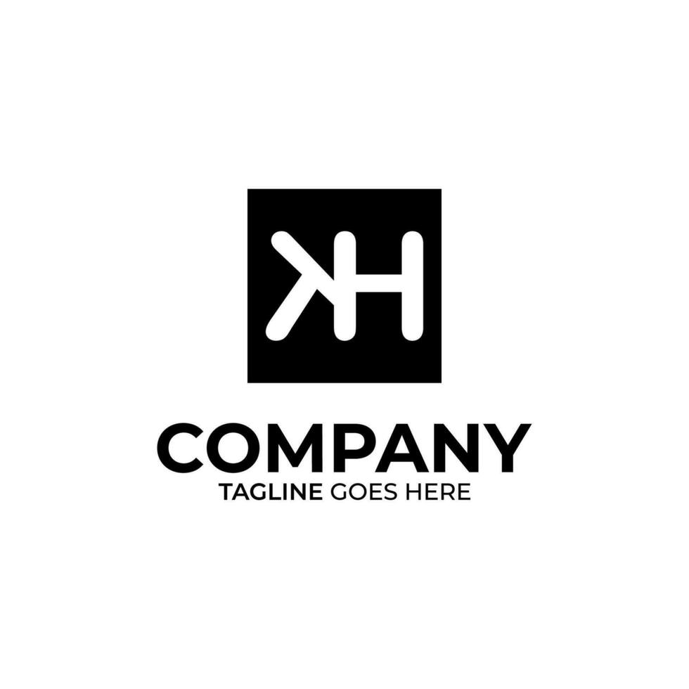 Initial K and H lettering logo design vector
