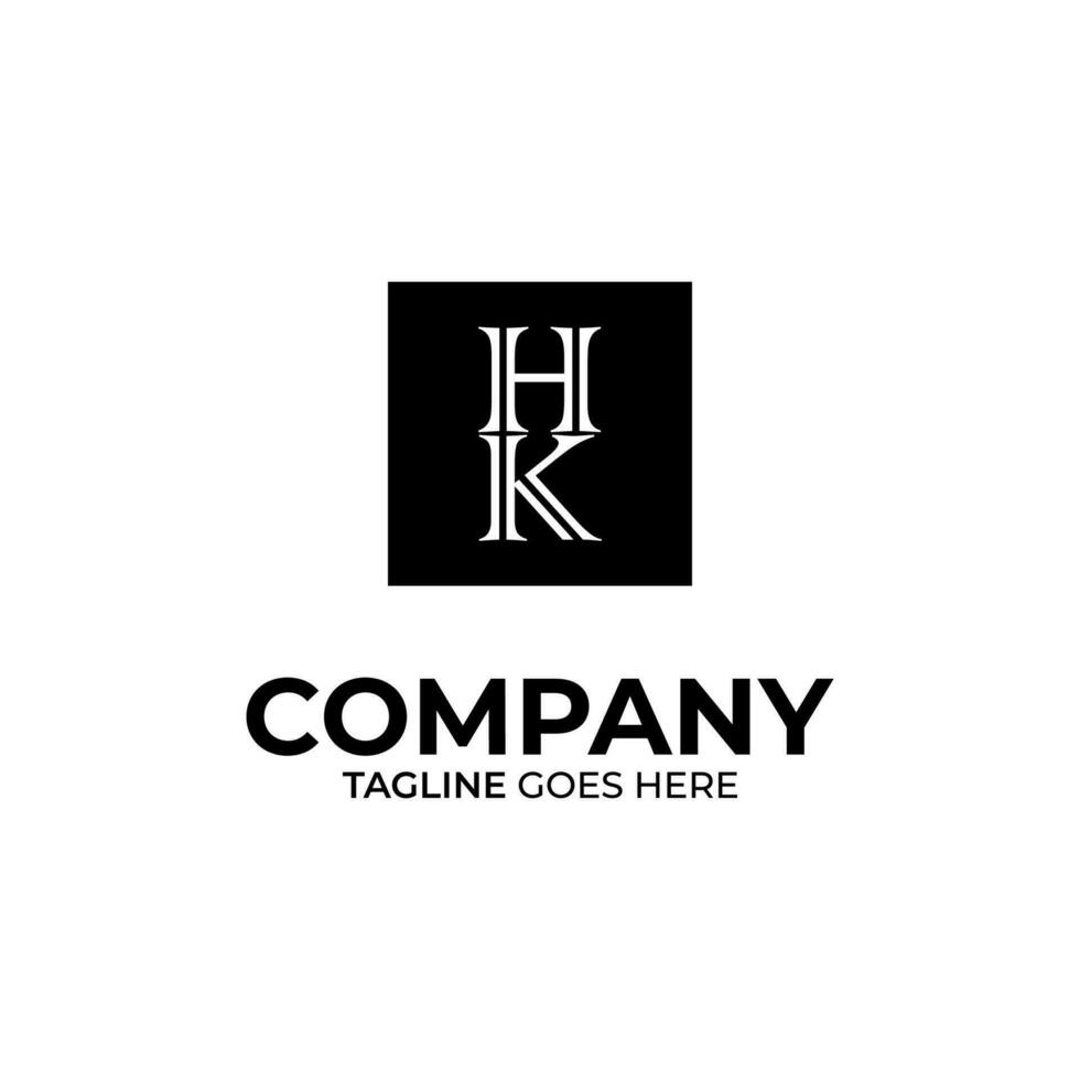 Initial H and K lettering logo design vector