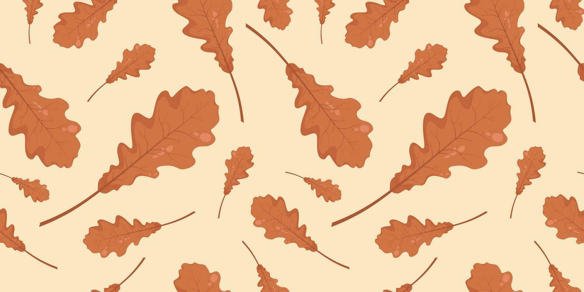 Seamless pattern with autumn fall brown, orange, red oak leaves. Perfect for wallpaper, wrapping paper, web sites, background, social media, blog, presentation and greeting cards. vector