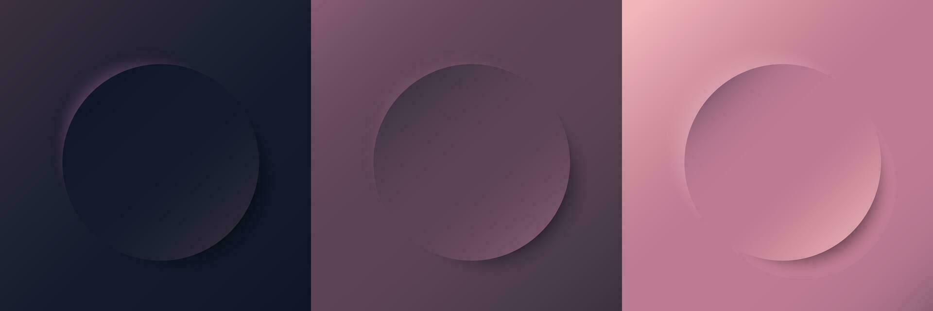 Indigo, plum, rose paper cut background. Abstract layered circle papercut decoration illustration for presentation, banner, cover, web, flyer, card, poster, wallpaper, texture, slide, social media vector