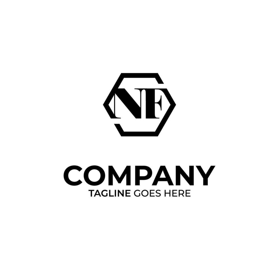 Initial N and F lettering logo design vector