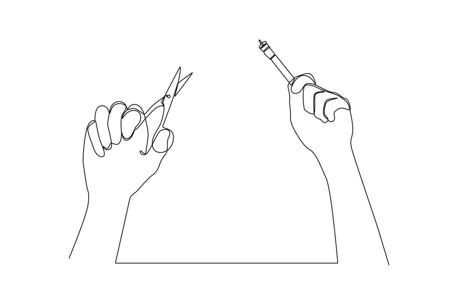 uno continuo línea dibujo de cable corte concepto. garabatear vector ilustración en sencillo lineal estilo.