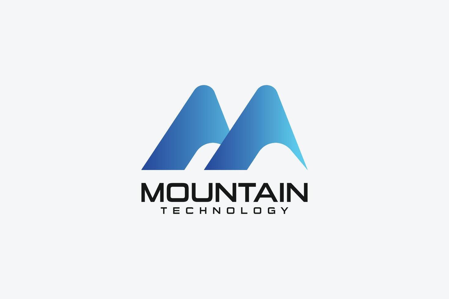 M latter mountain tech logo vector