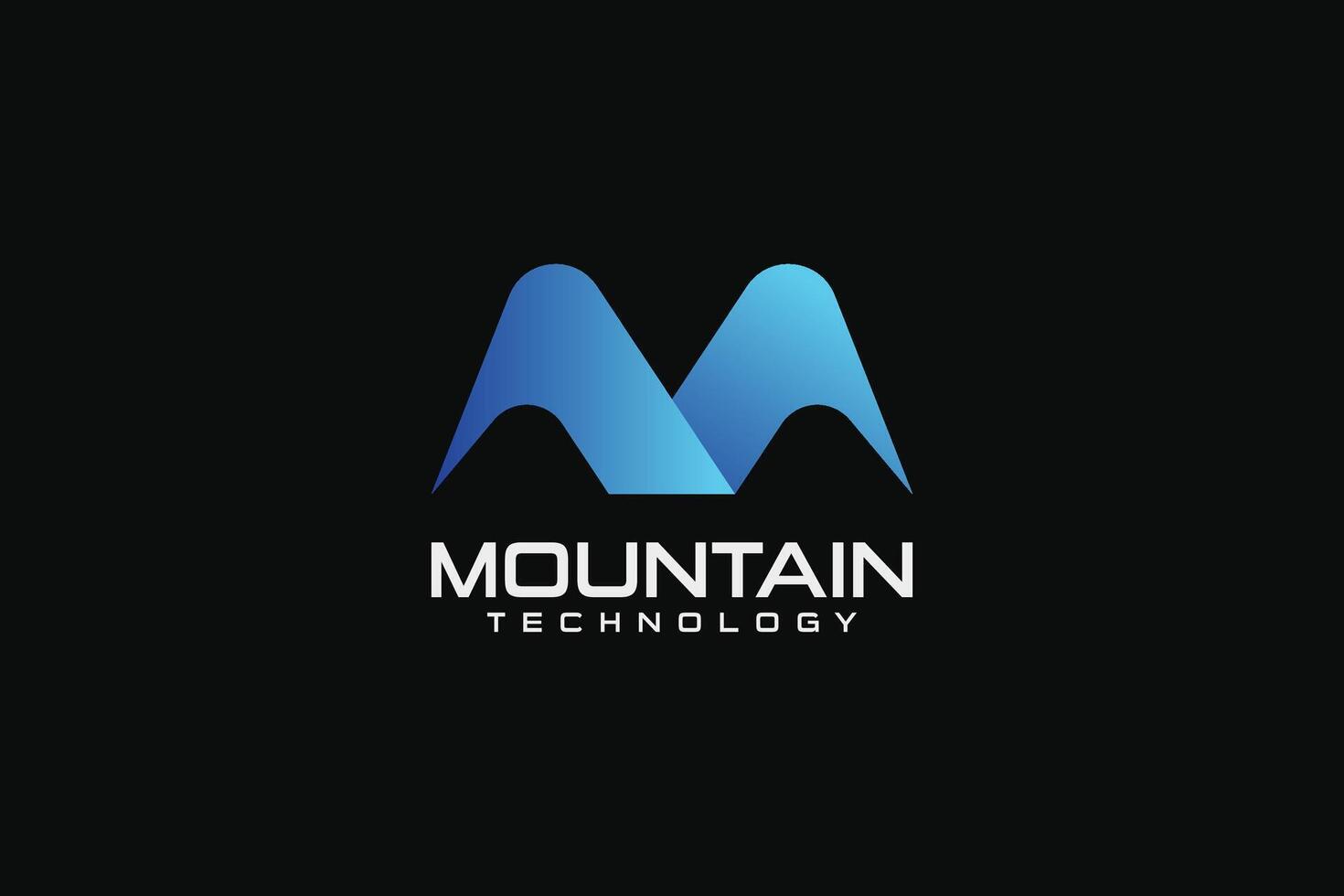 M latter mountain tech logo vector