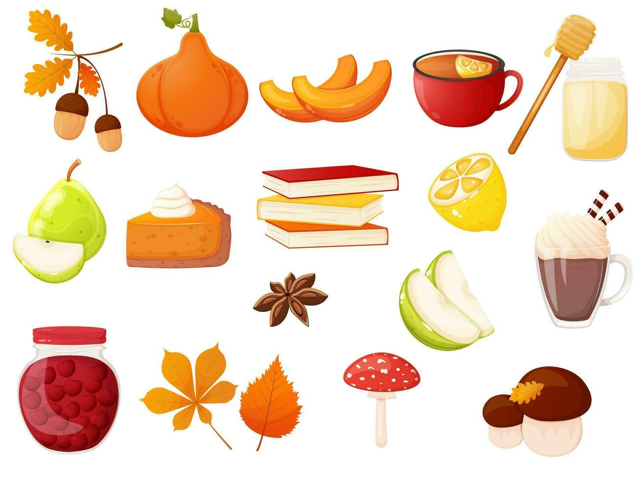 Fall season elements vector illustration collection