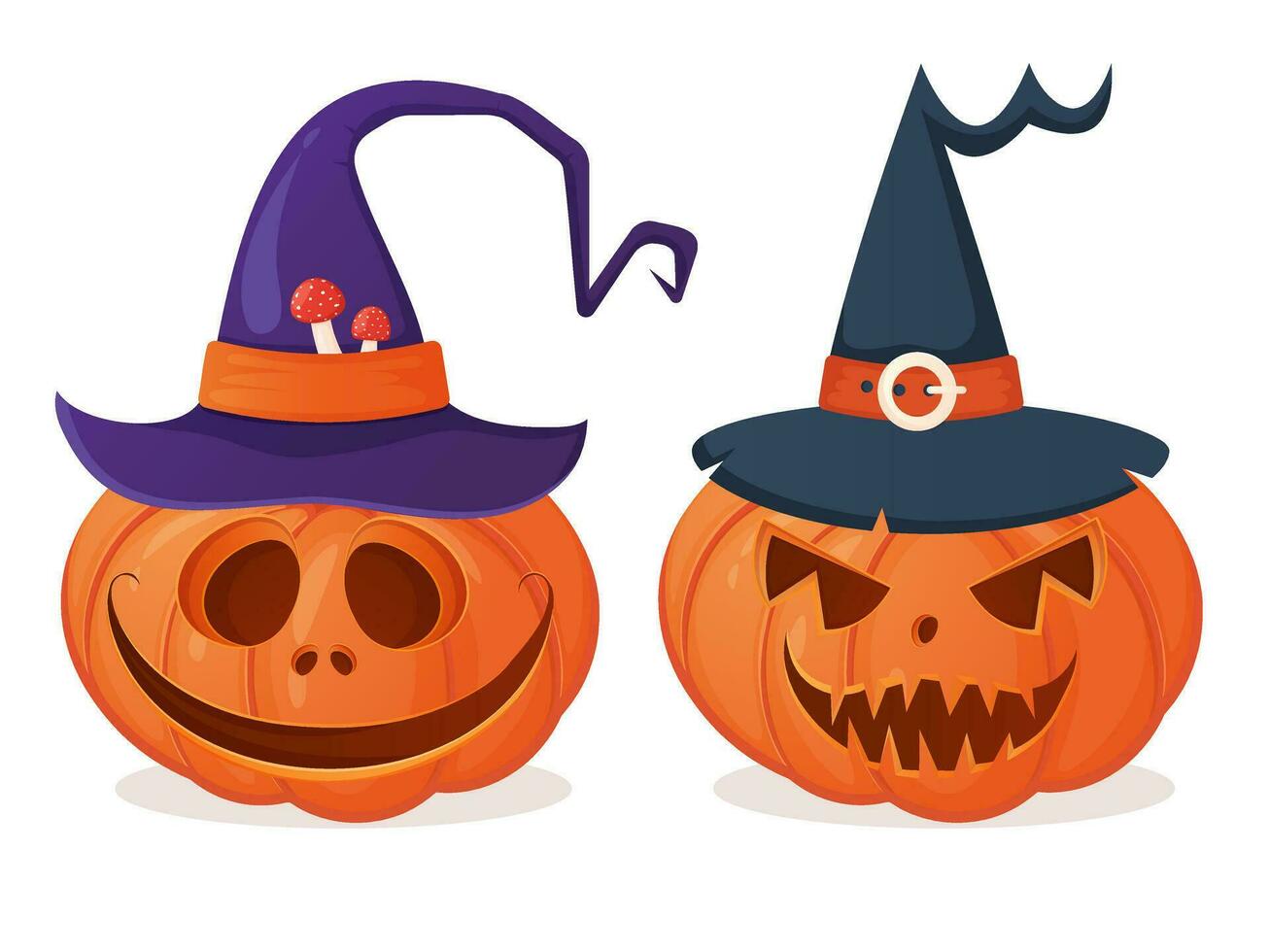 Halloween pumpkin with witch hat vector