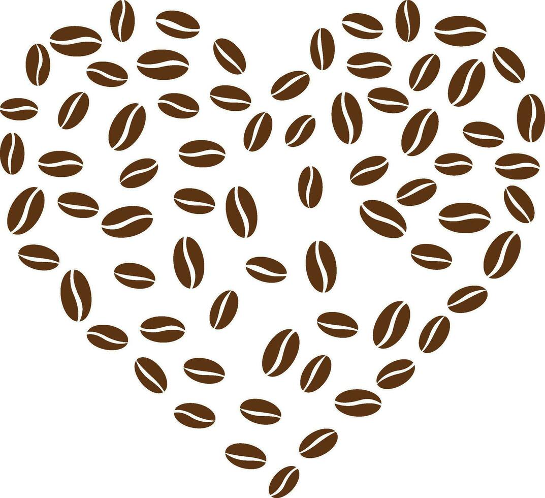 café frijoles en corazón forma, internacional café día vector