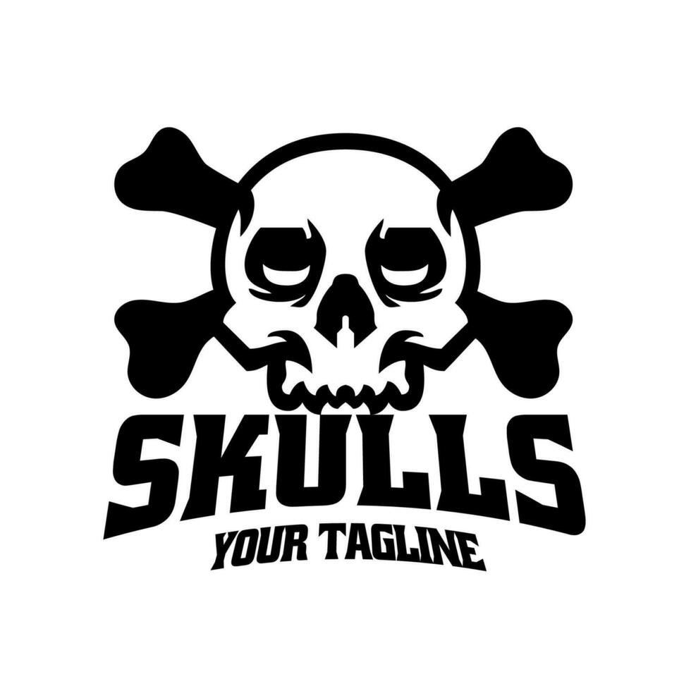 Skull Mascot logo style template vector