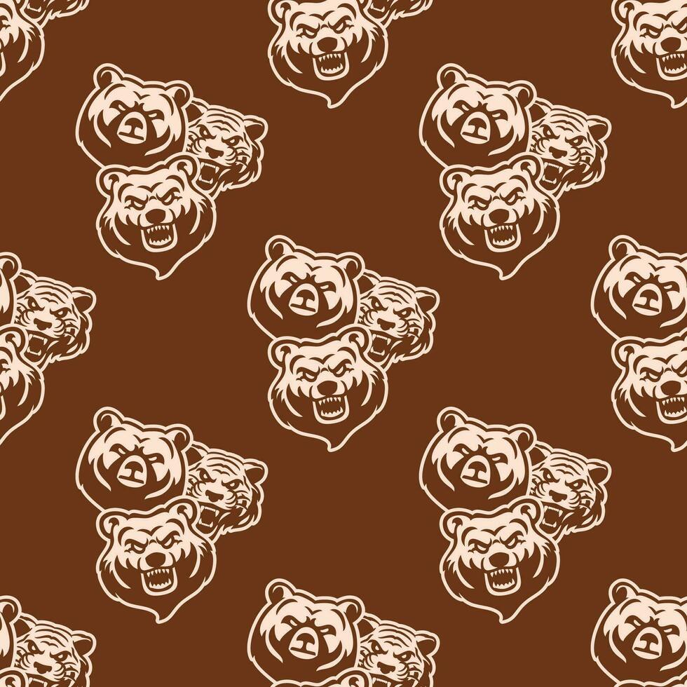 Angry Animal Mascot Seamless Pattern vector