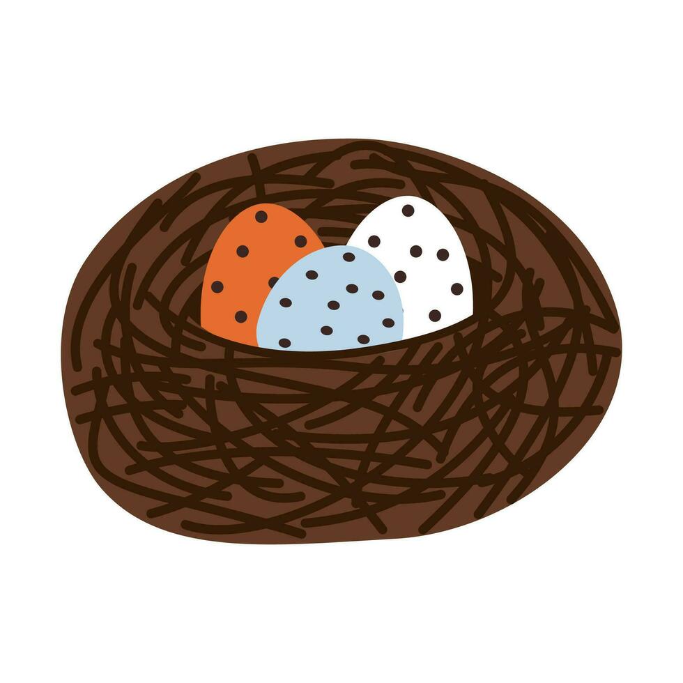 easter eggs in a nest vector illustration