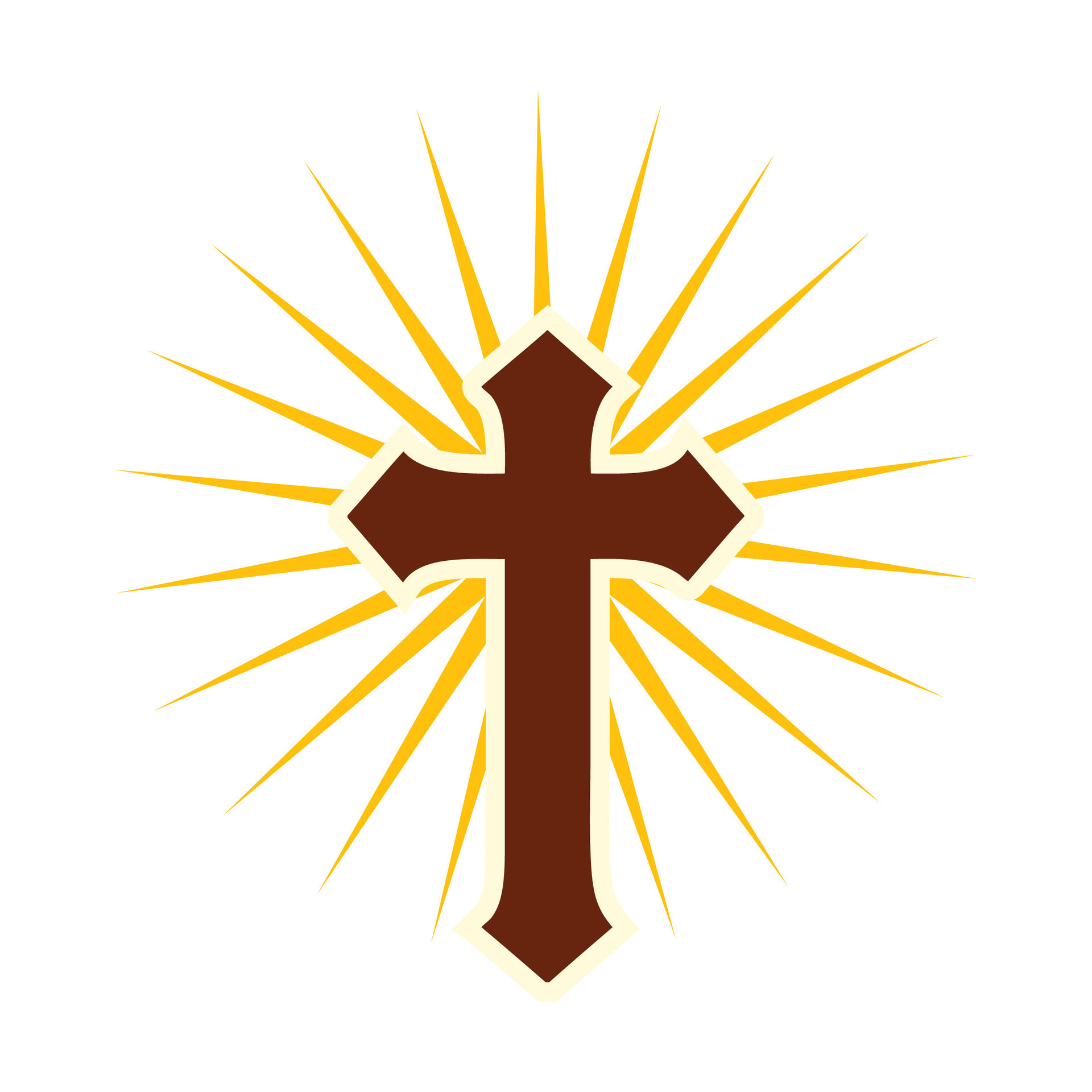 Christian Holy Cross With Sun Rays Icon Cross Starburst Circle Retro