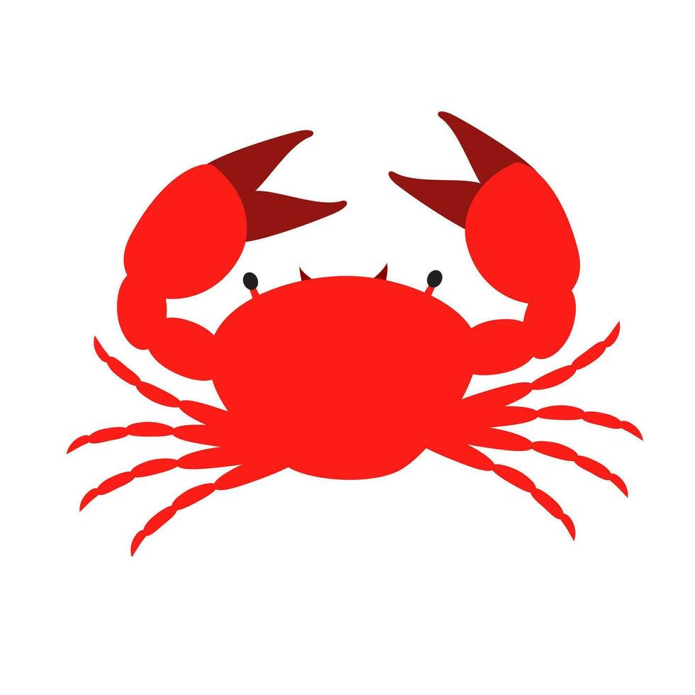 Red Crab Icon Flat Style Illustration vector