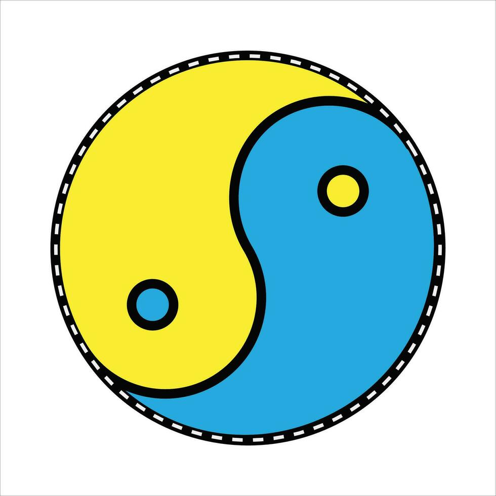 yin yang símbolo en azul amarillo vector ilustración