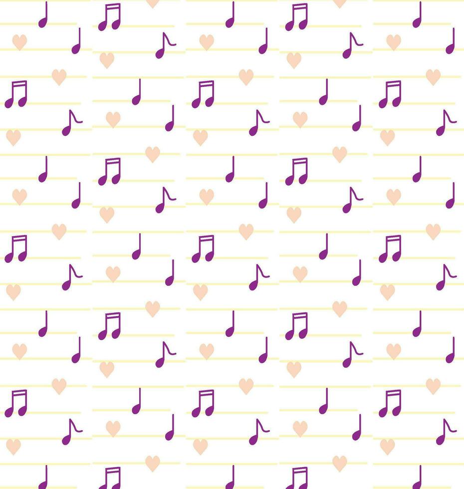 Music Notes And Heart Pattern Background vector