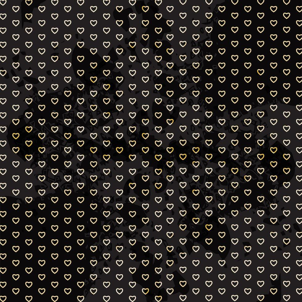 Pattern With Cute Small Gold Hearts On Black Background vector