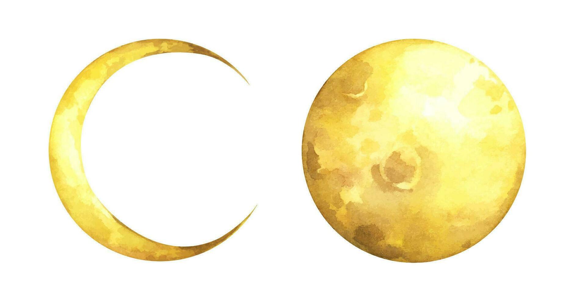 Set of The moon. Watercolor illustration. vector