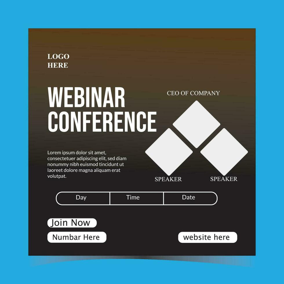 live webinar conference promotion poster invitation and social media post  online concept design template. vector