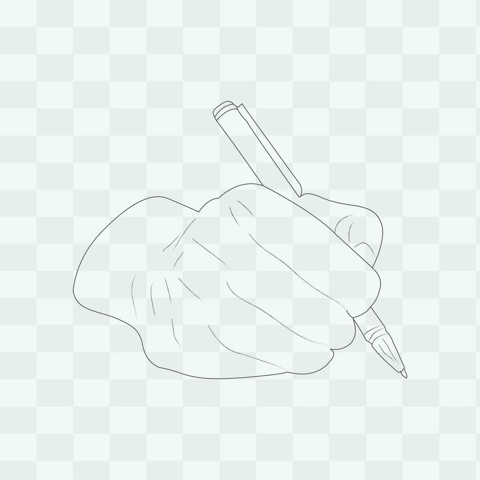 Hand writing with pen vector, line art, eps. vector
