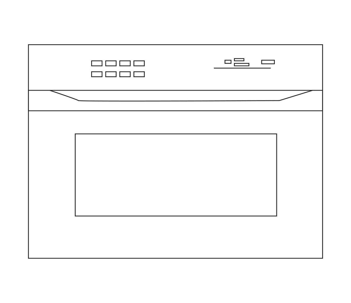 Modern microwave oven with open and closed door. Kitchen electric appliance for cooking food, Vector, line art eps. vector