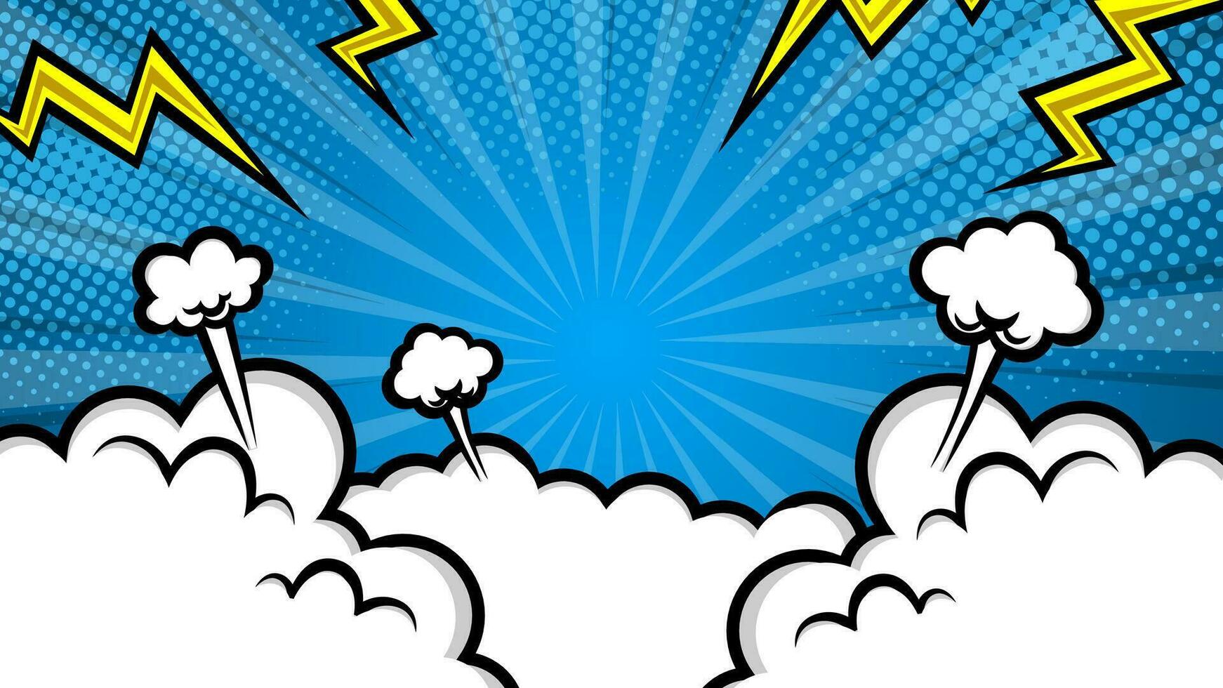 Pop art comic background. Blue Cartoon Vector Illustration