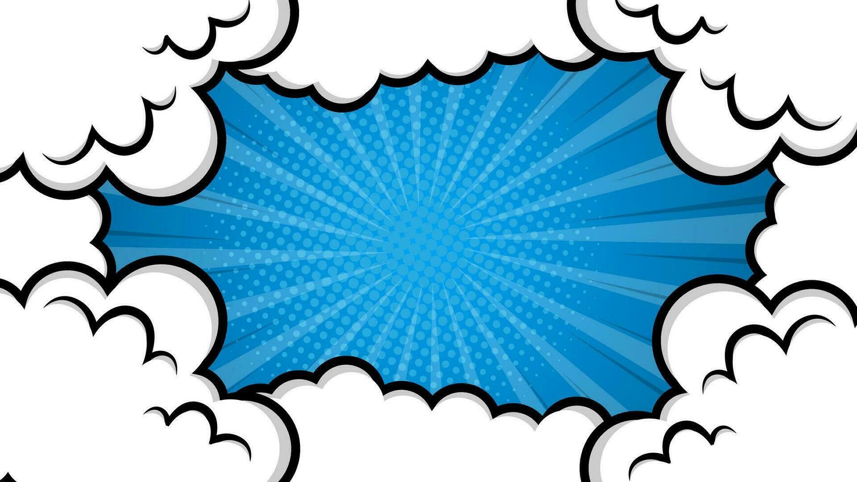 Pop art comic background. Blue Cartoon Vector Illustration