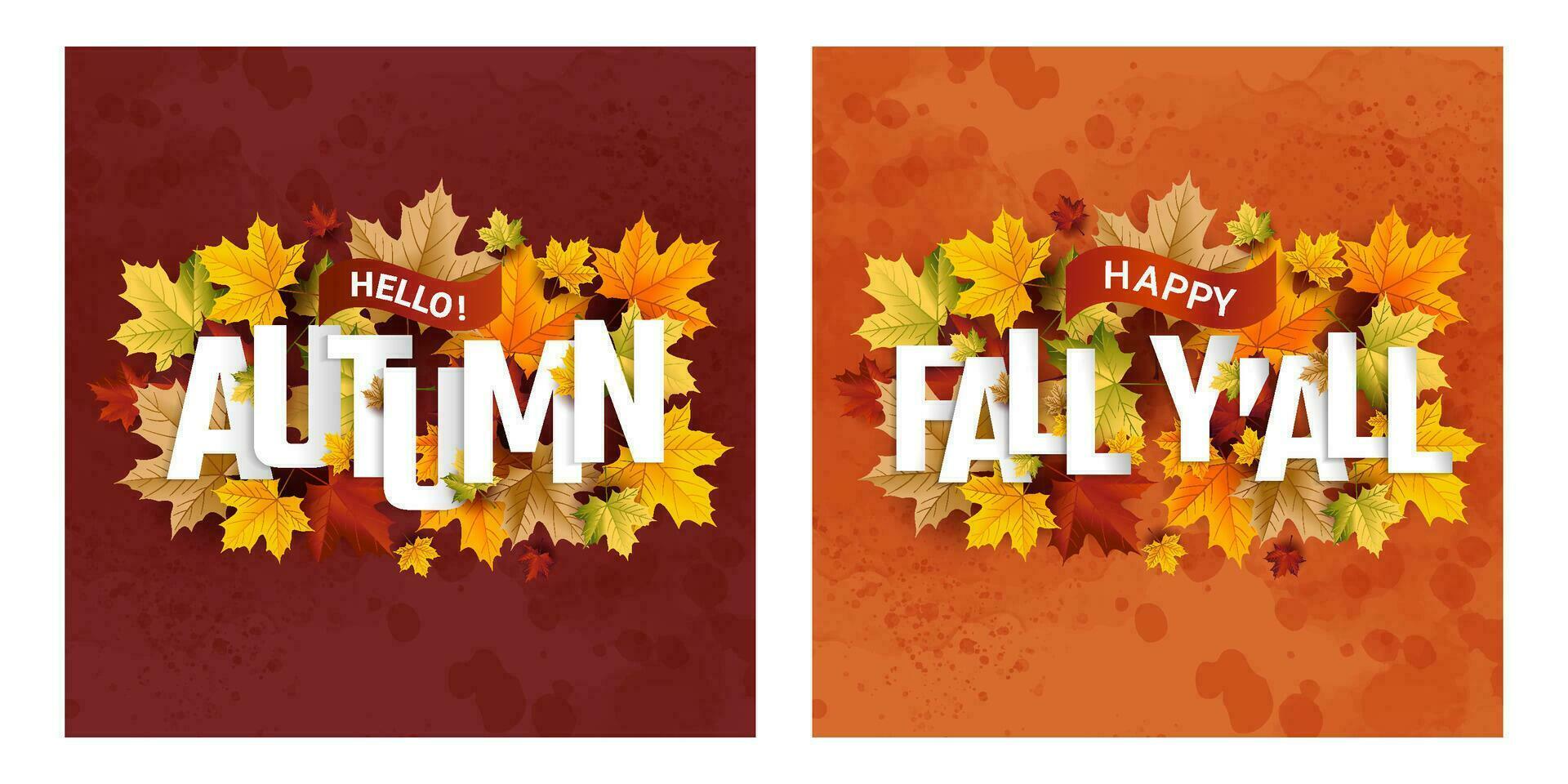 Autumn Background greeting, set of abstract backgrounds with maple leaf, autumn sale, banner, posters, cover design templates, social media wallpaper stories, happy fall yall 2023 vector