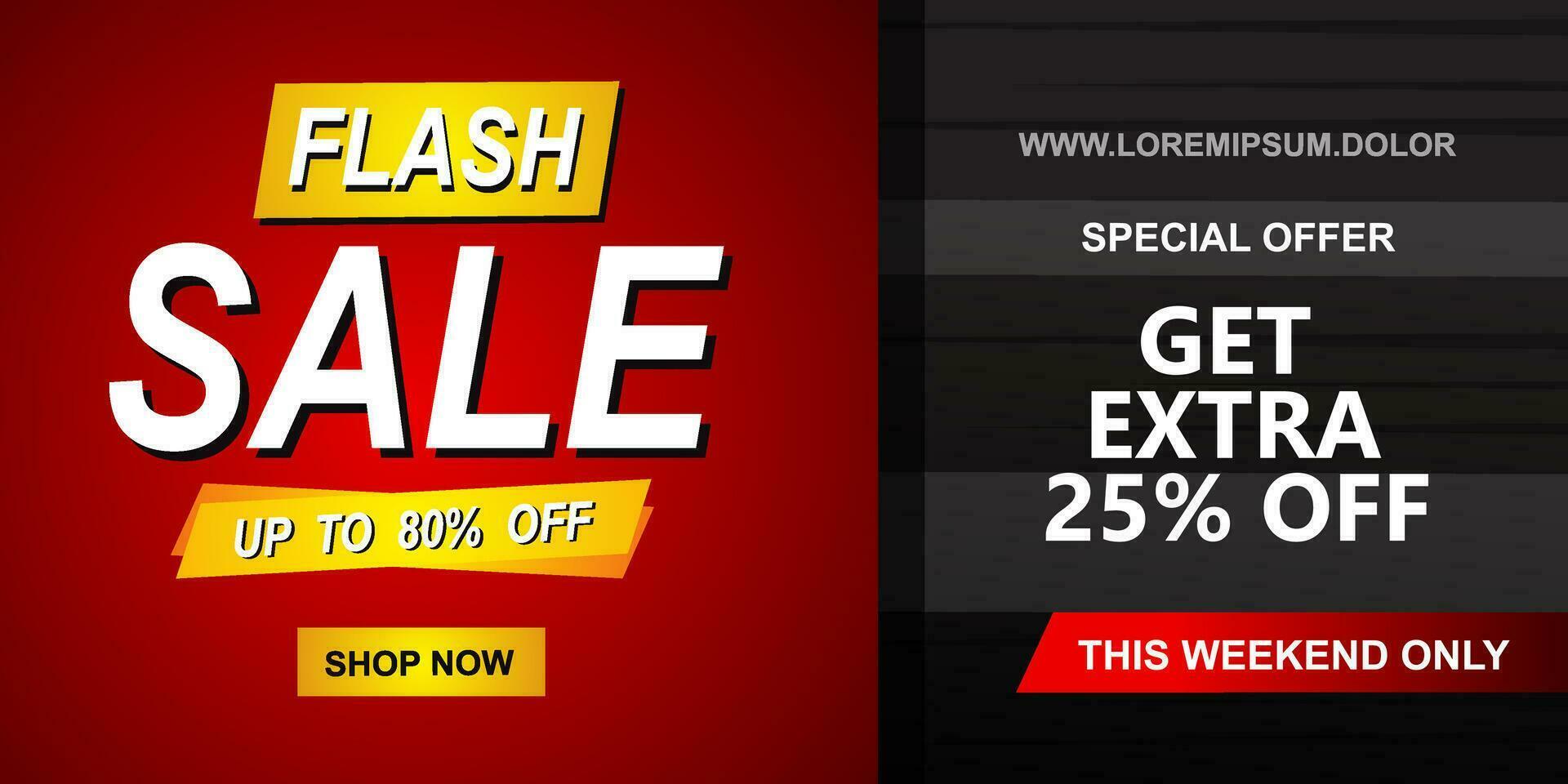Flash Sale banner with red background and limited offer vector