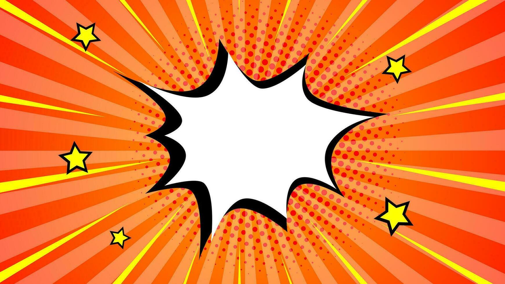Pop art comic background with halftone colors and cute clouds vector