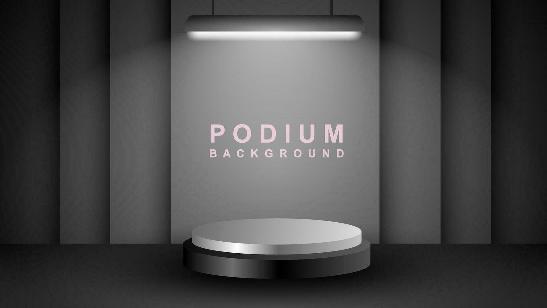 3D abstract studio room with pedestal podium. Black and pastel geometric platform with overlapping circles background. Modern minimal scene for cosmetic product demonstration. Showcase, Showcase vector