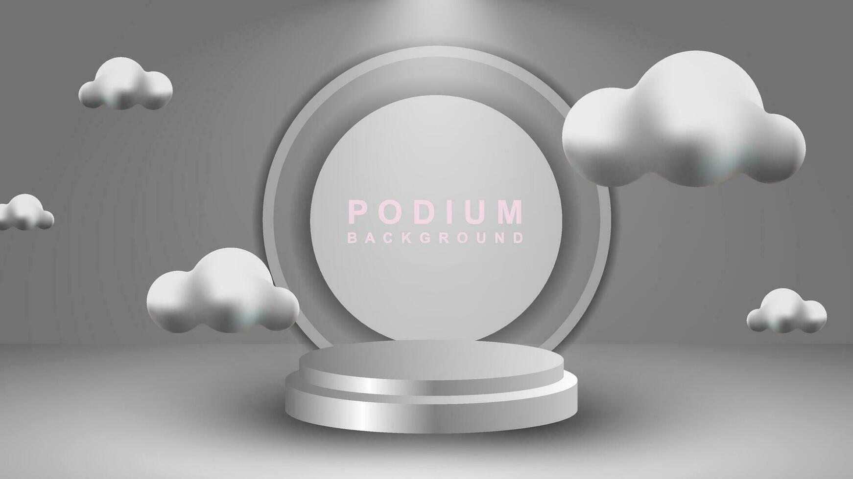 3D abstract studio room with pedestal podium. White and pastel geometric platforms with overlapping circles background. Modern minimal scene for cosmetic product demonstration. Showcase, Showcase vector