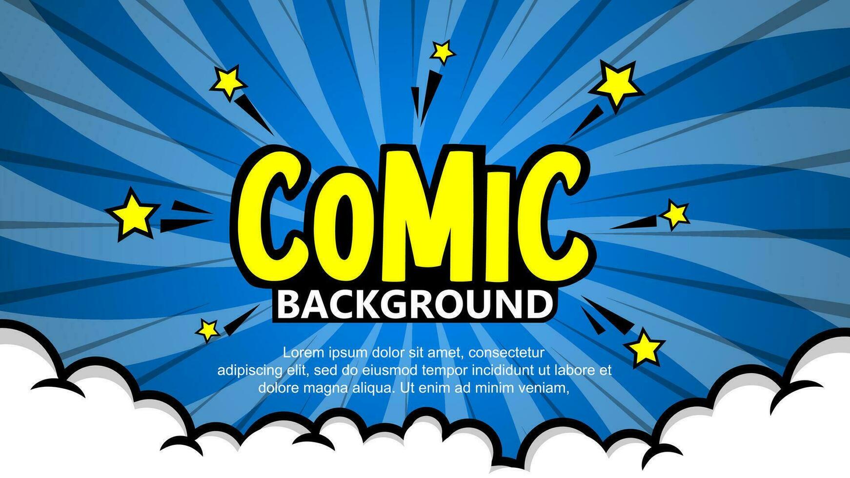 Pop art comic background. Blue Cartoon Vector Illustration