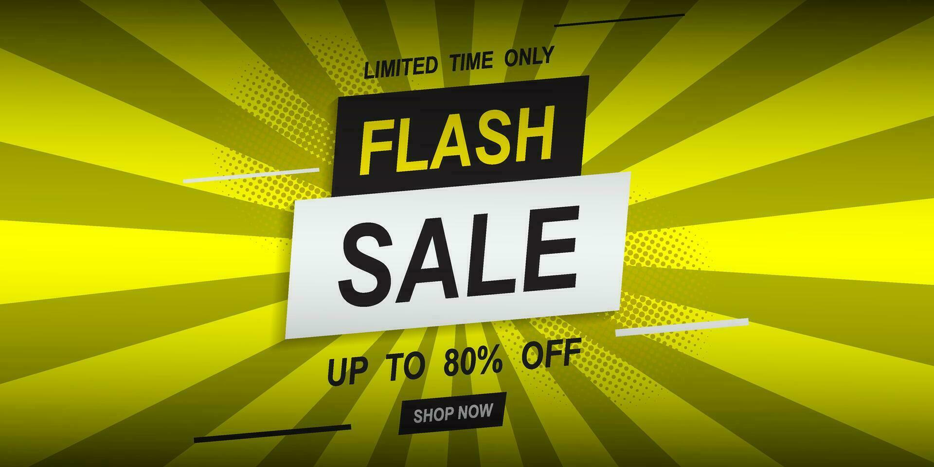 Flash Sale banner on yellow background and limited offer vector