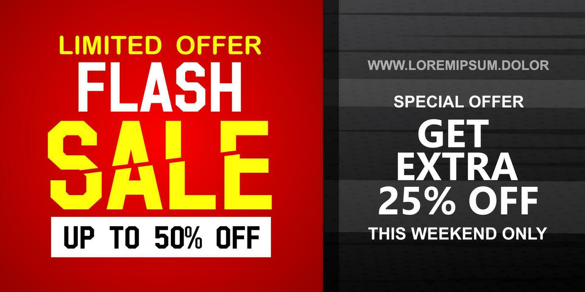 Flash Sale banner with red background and limited offer vector