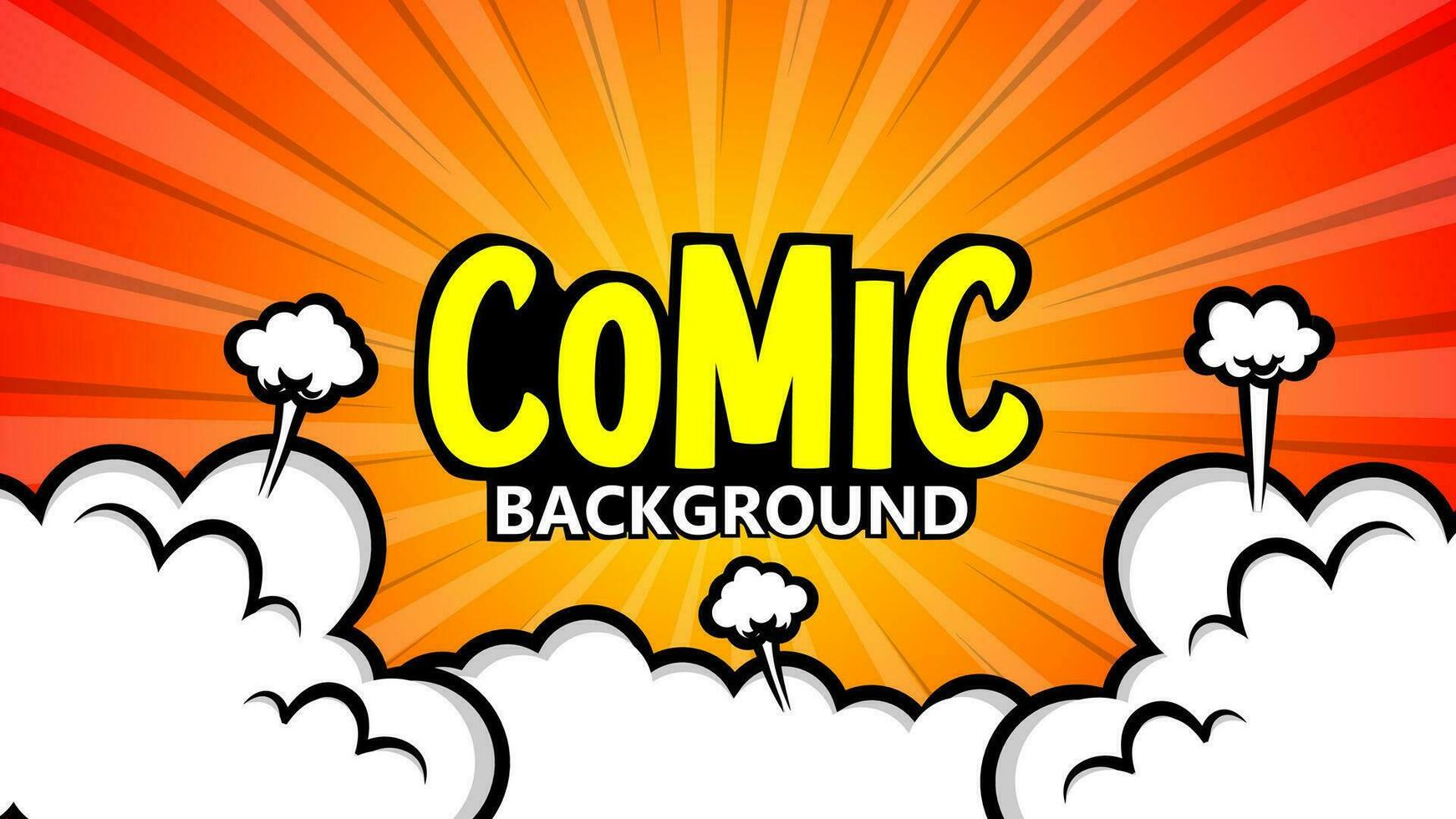 Pop art comic background with halftone colors and cute clouds vector
