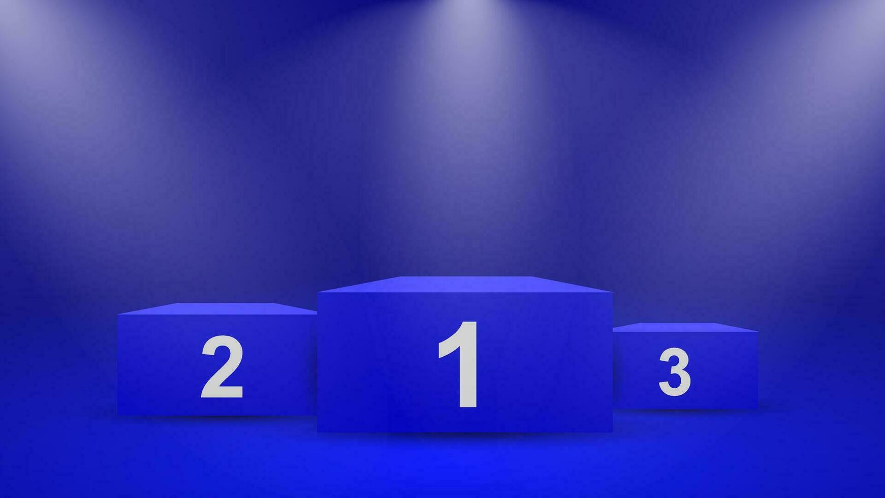 Blue winner's podium with spotlights. base. Vector illustration.