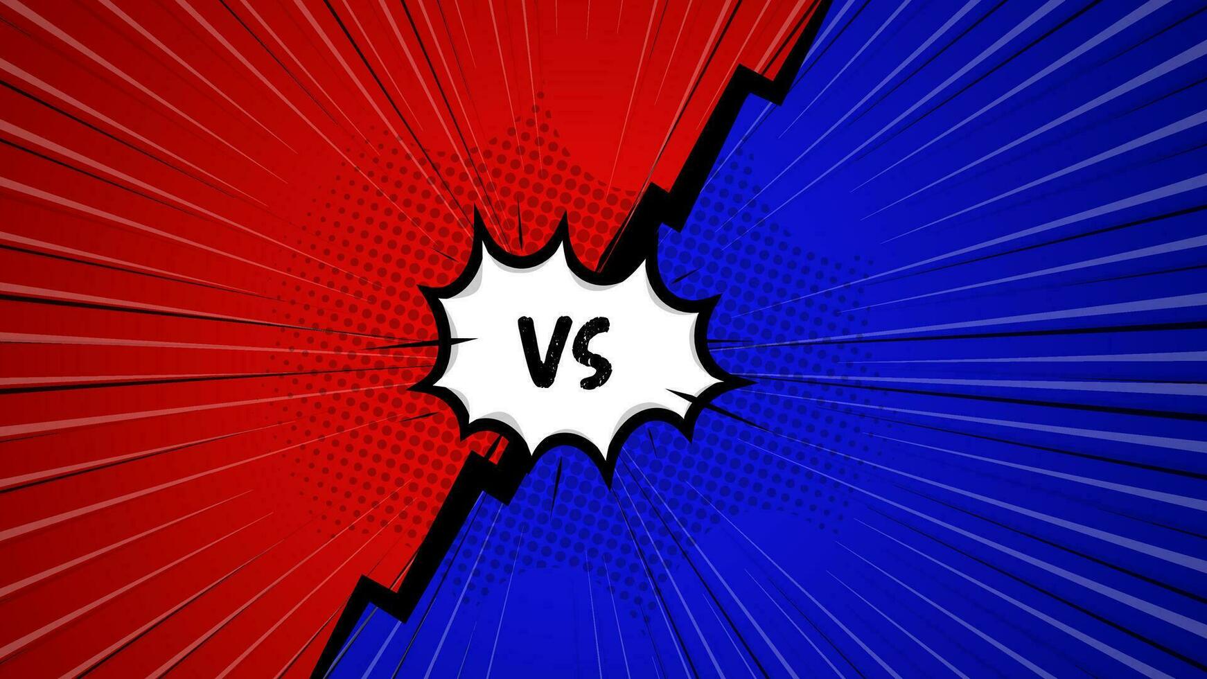 Comic Fight Cartoon Background. Red Vs blue. Vector Illustration.